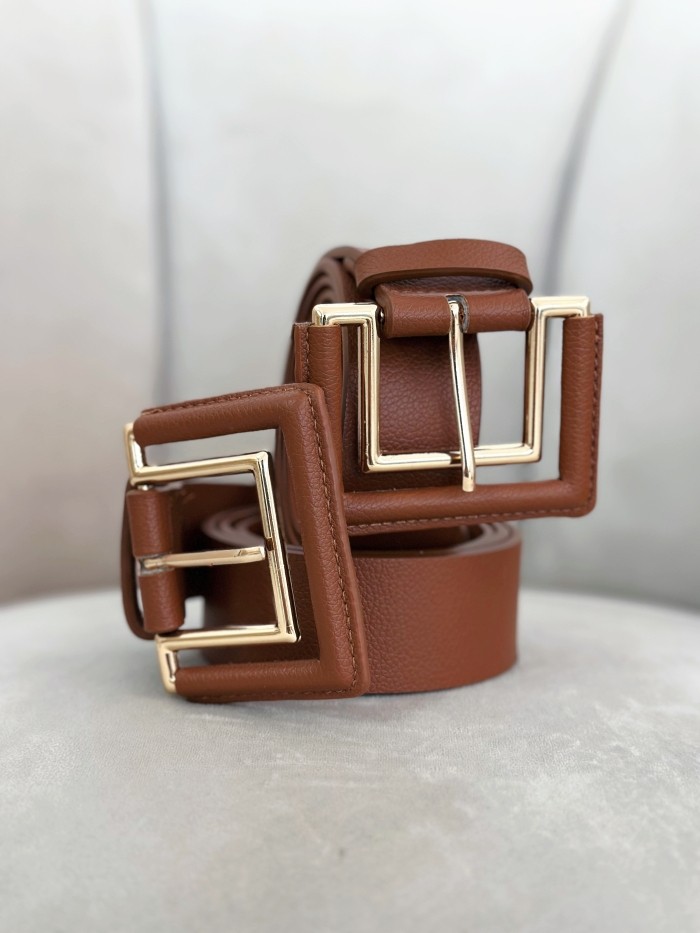 Cinturón Hebilla Polipiel Camel