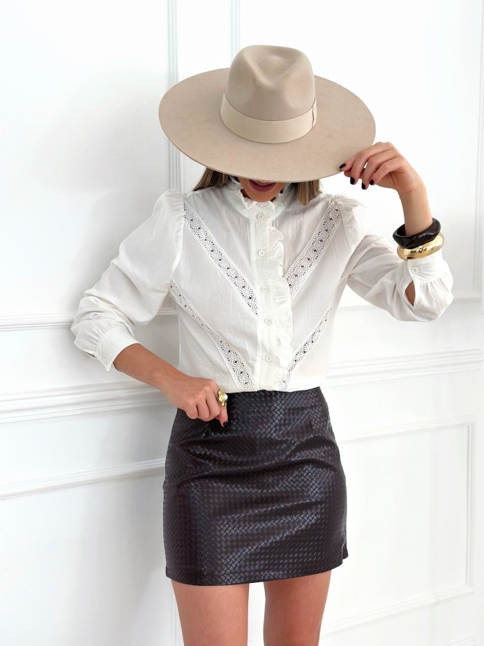 Falda Polipilel Trenzada Burdeos Oscuro