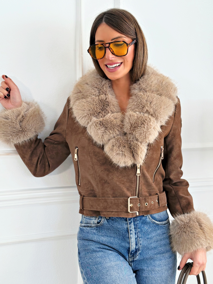 Biker Cuello Pelo Maire Chocolate