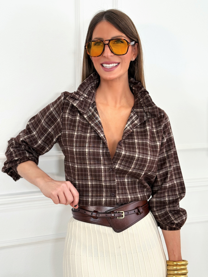 Blusa Cuadros Etiloma Chocolate